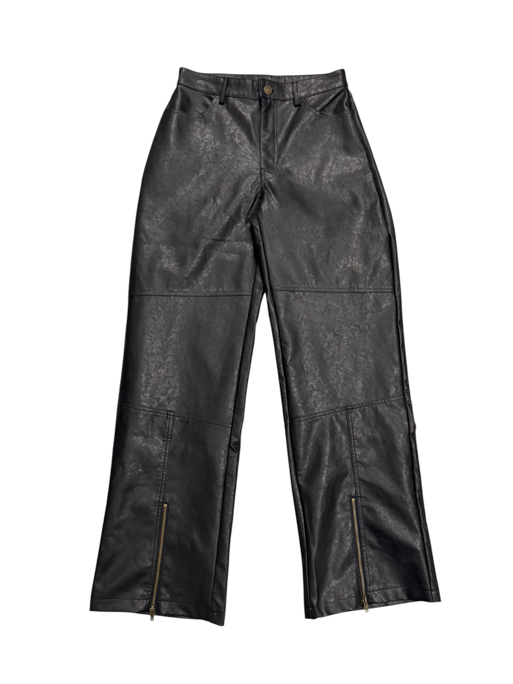 Black Coated Leather Pants