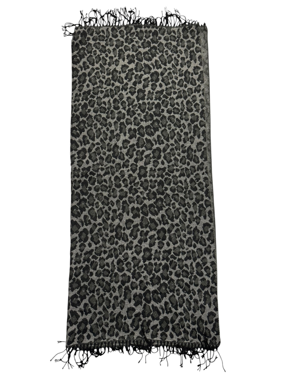 Black Grey Cheetah scarf fringe