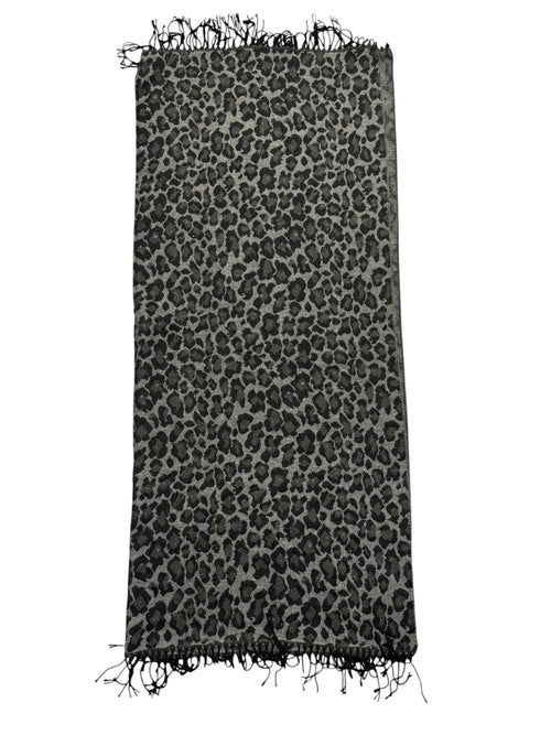 Black Grey Cheetah scarf fringe