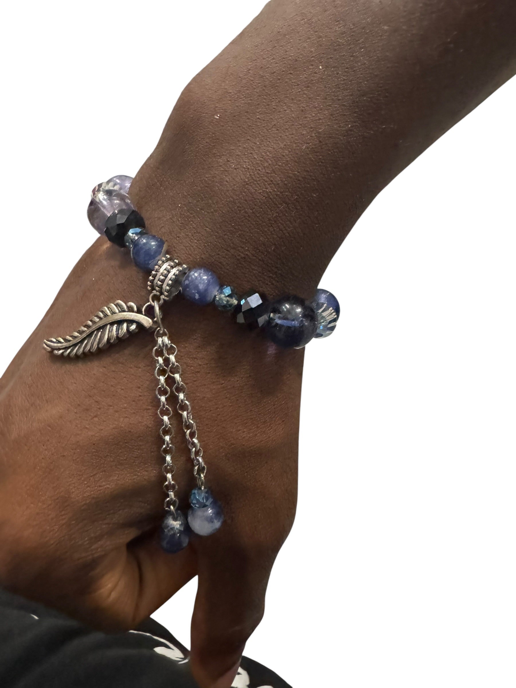Blue Native feather bracelet