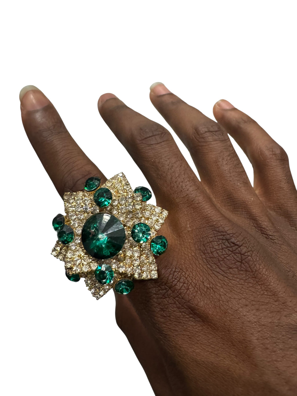 Green and gold star ring