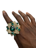 Green and gold star ring