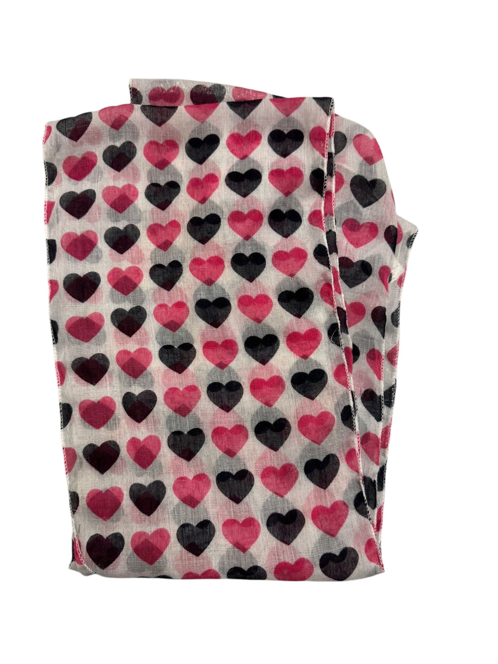 Black white pink heart scarf