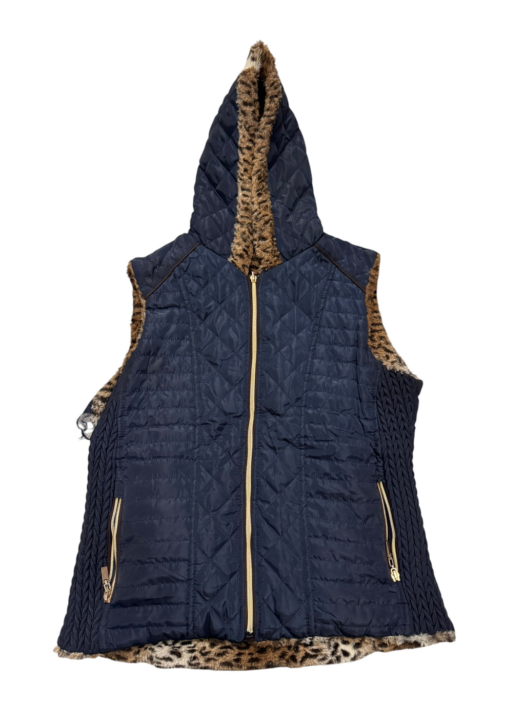 Dark blue/cheetah reversible vest