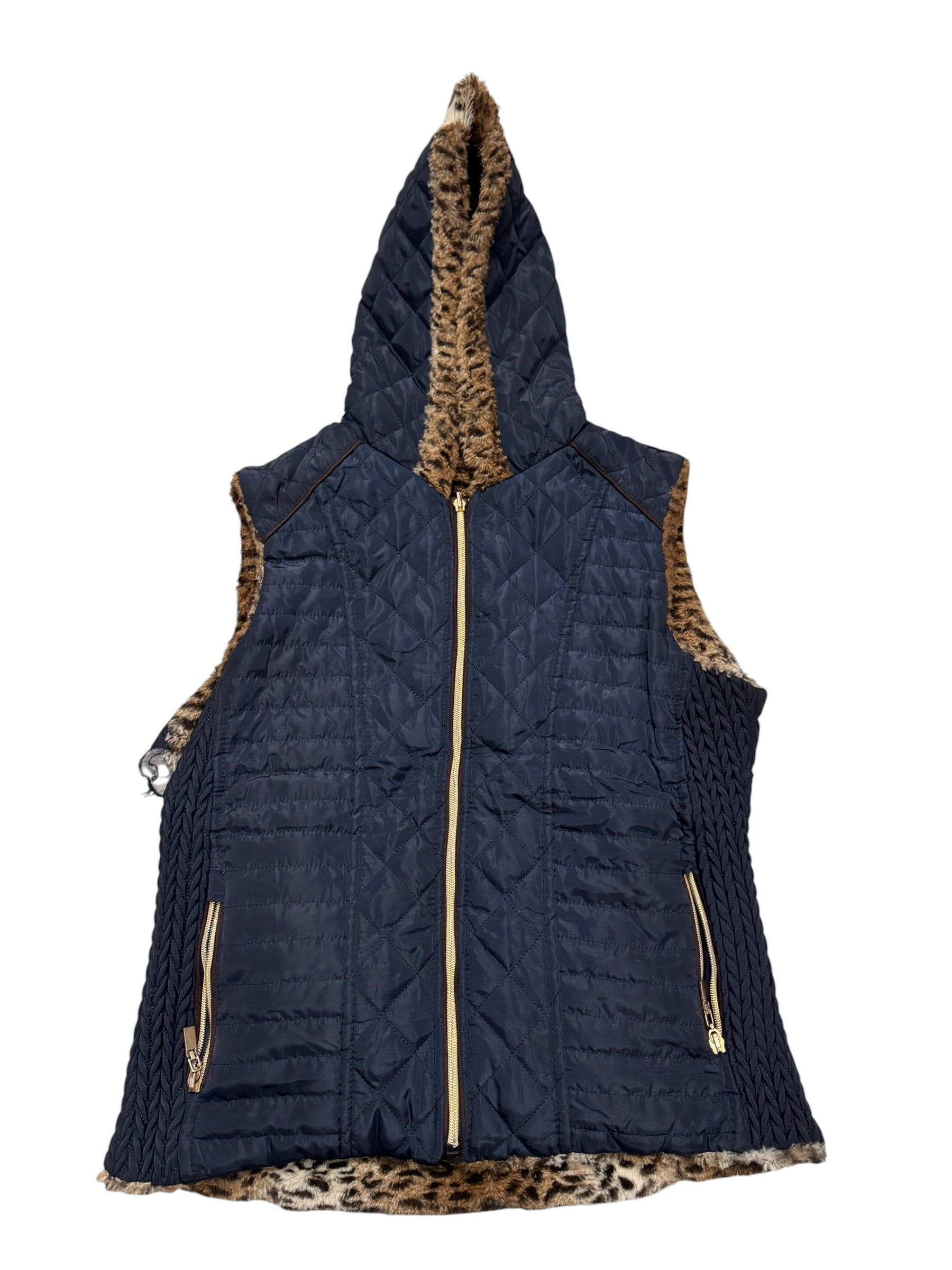 Dark blue/cheetah reversible vest