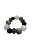 Black white & silver giant stone bracelet
