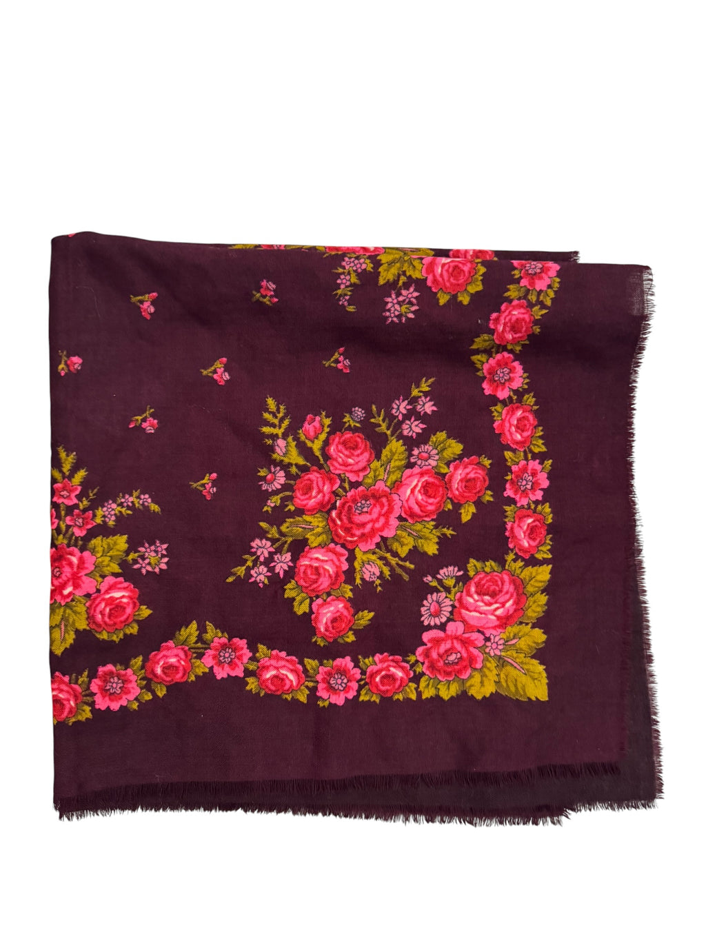 Maroon and pink flower scarf