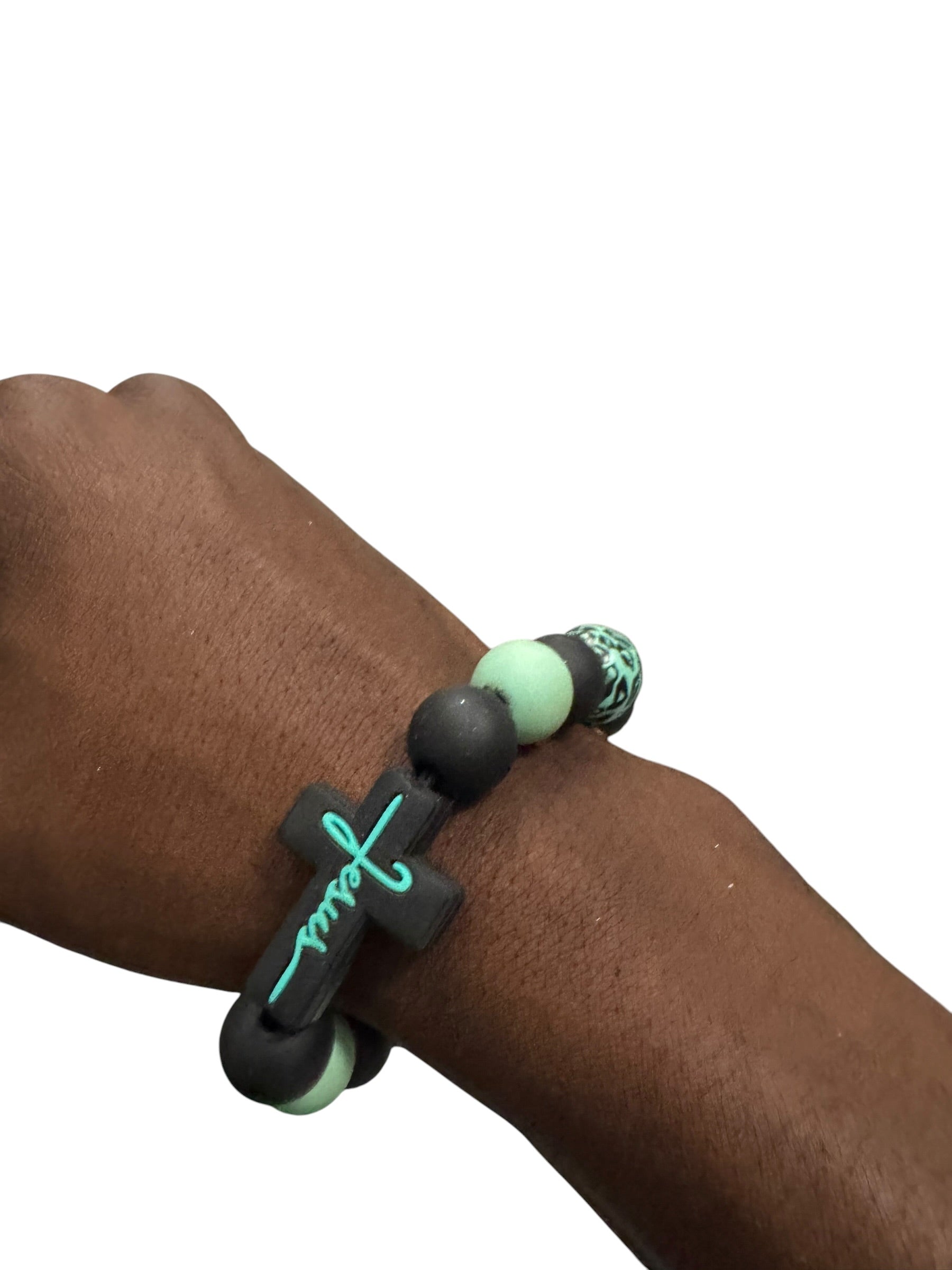 Mint cross bracelet keychain