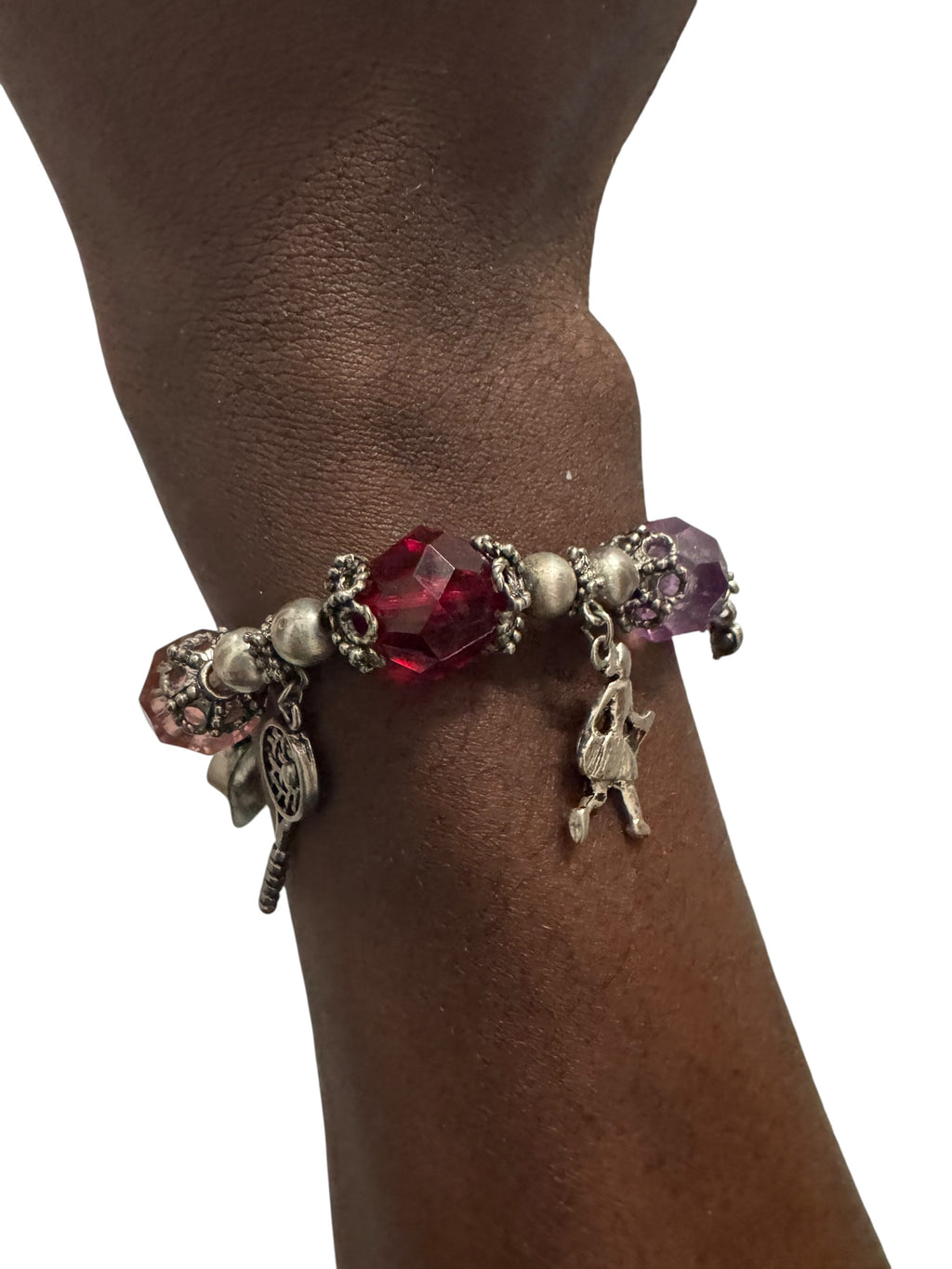Silver-multicolored gem sports bracelet