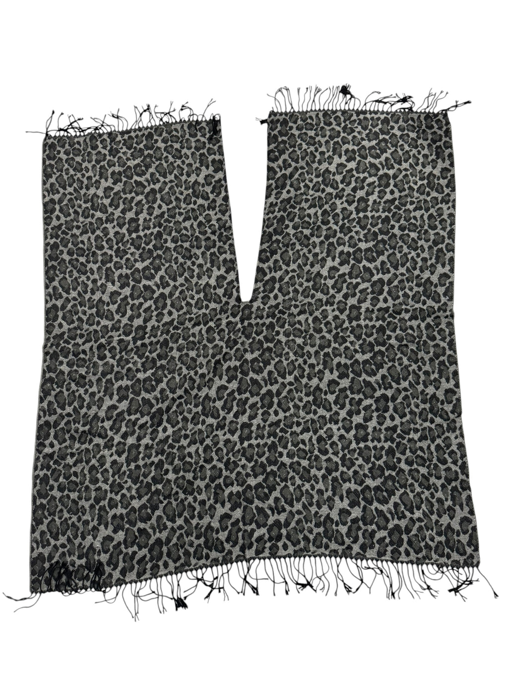 Black Grey Cheetah scarf fringe