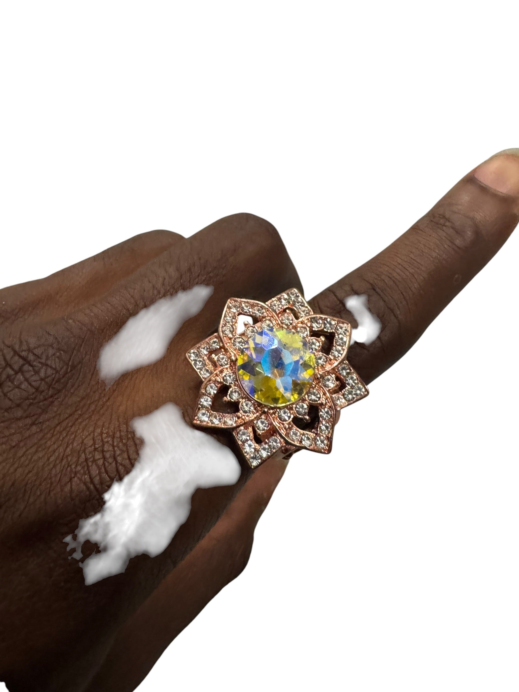 Rose gold rose star ring