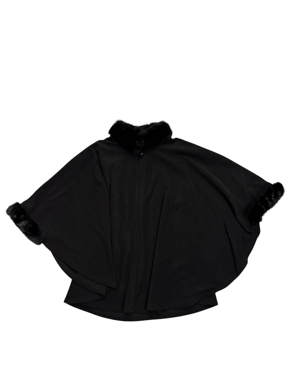 Black Cloak With Fur Collar & Sleeves