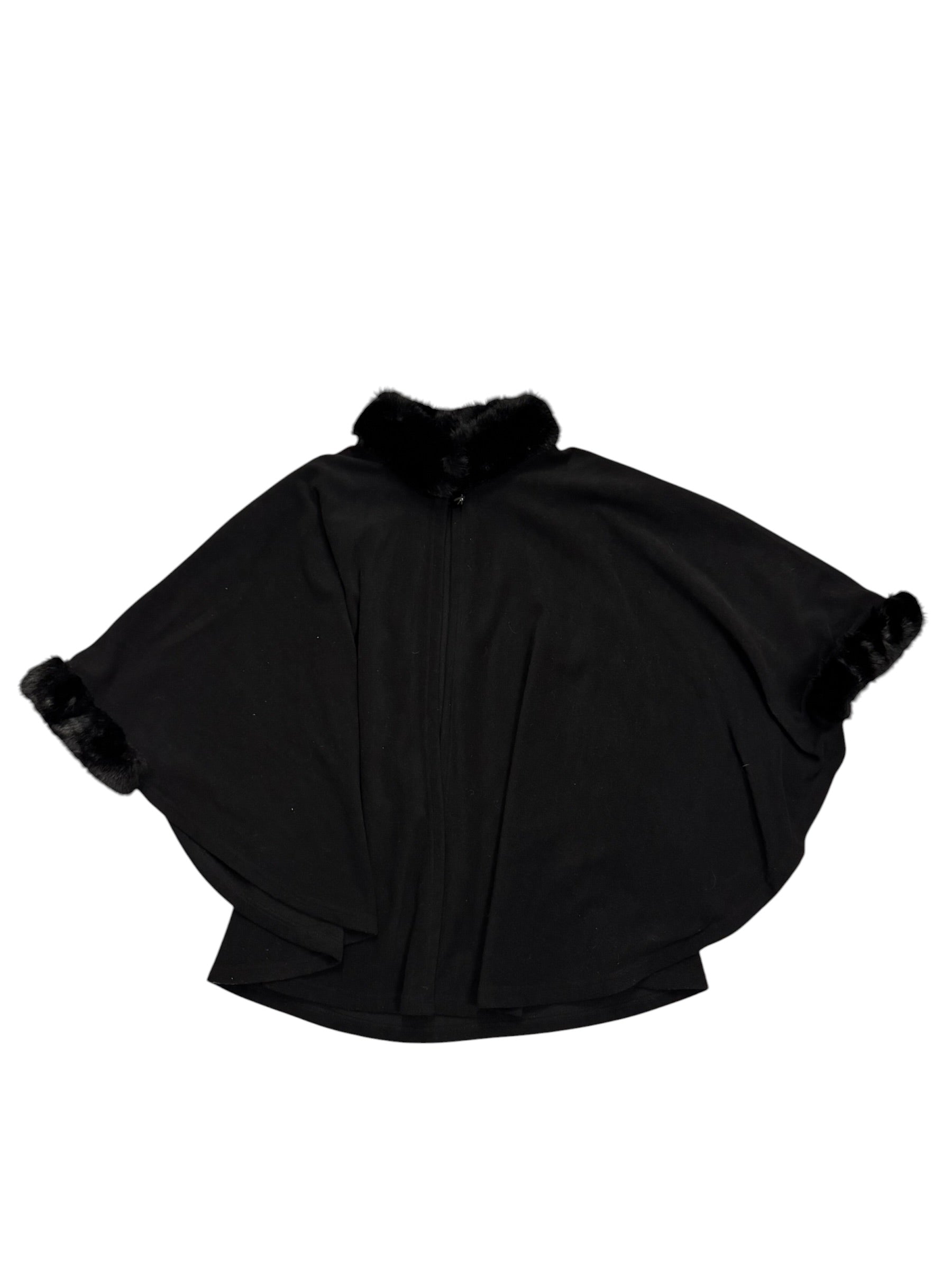 Black Cloak With Fur Collar & Sleeves