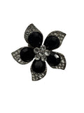 Black silver flower ring