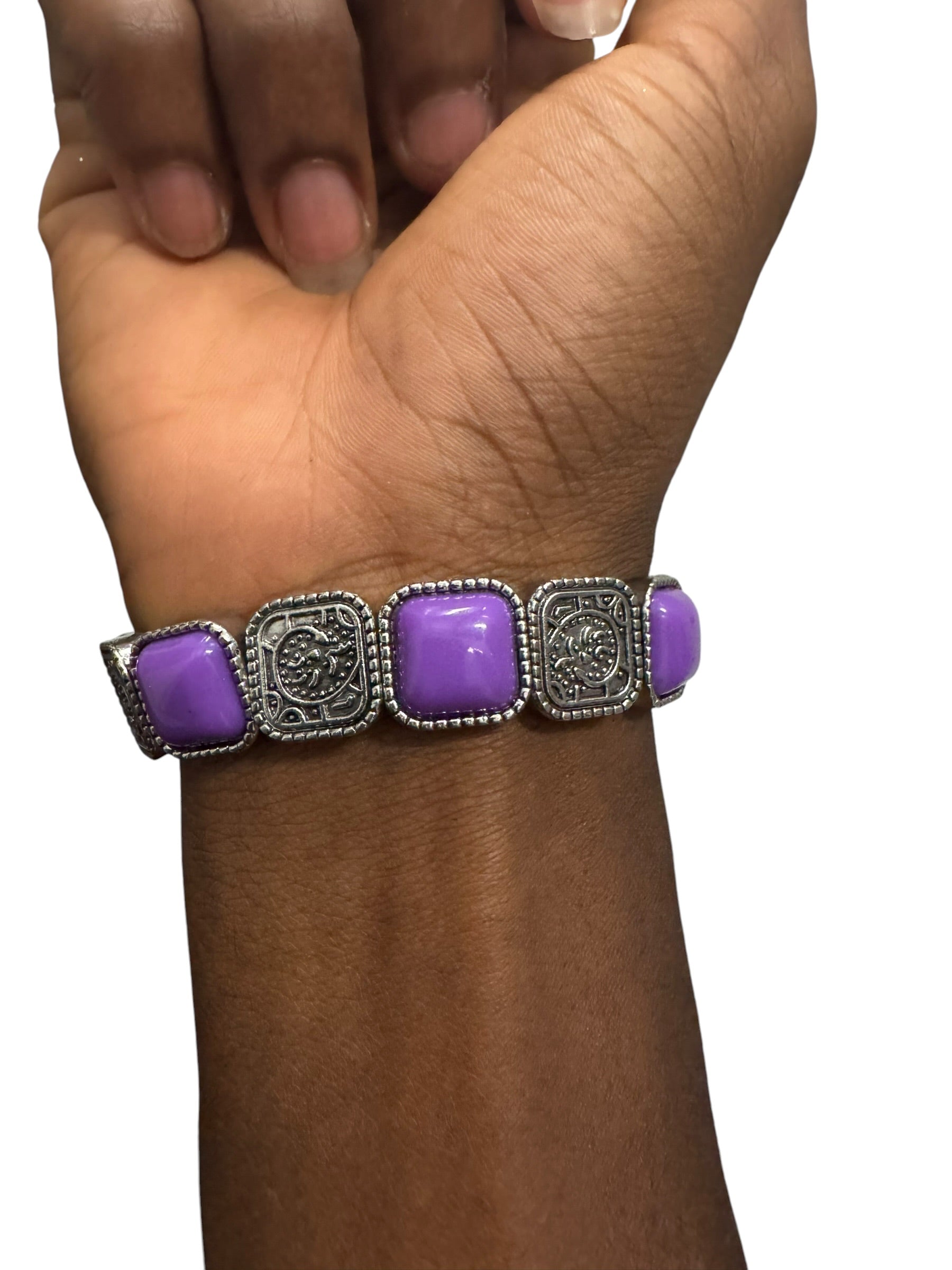 Purple and silver bracelet