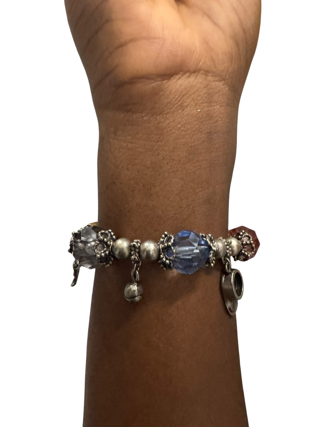 Silver-multicolored gem sports bracelet