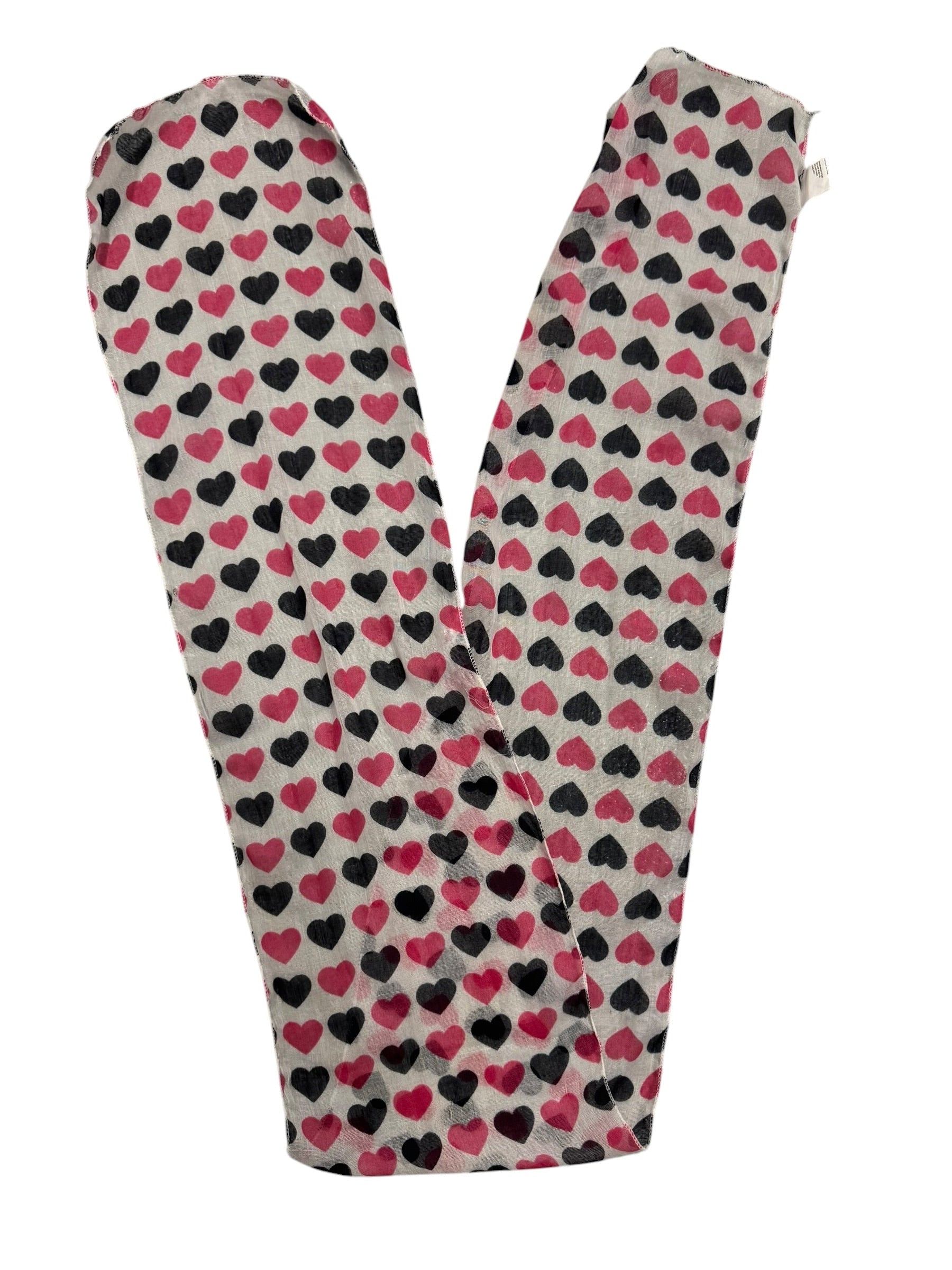 Black white pink heart scarf