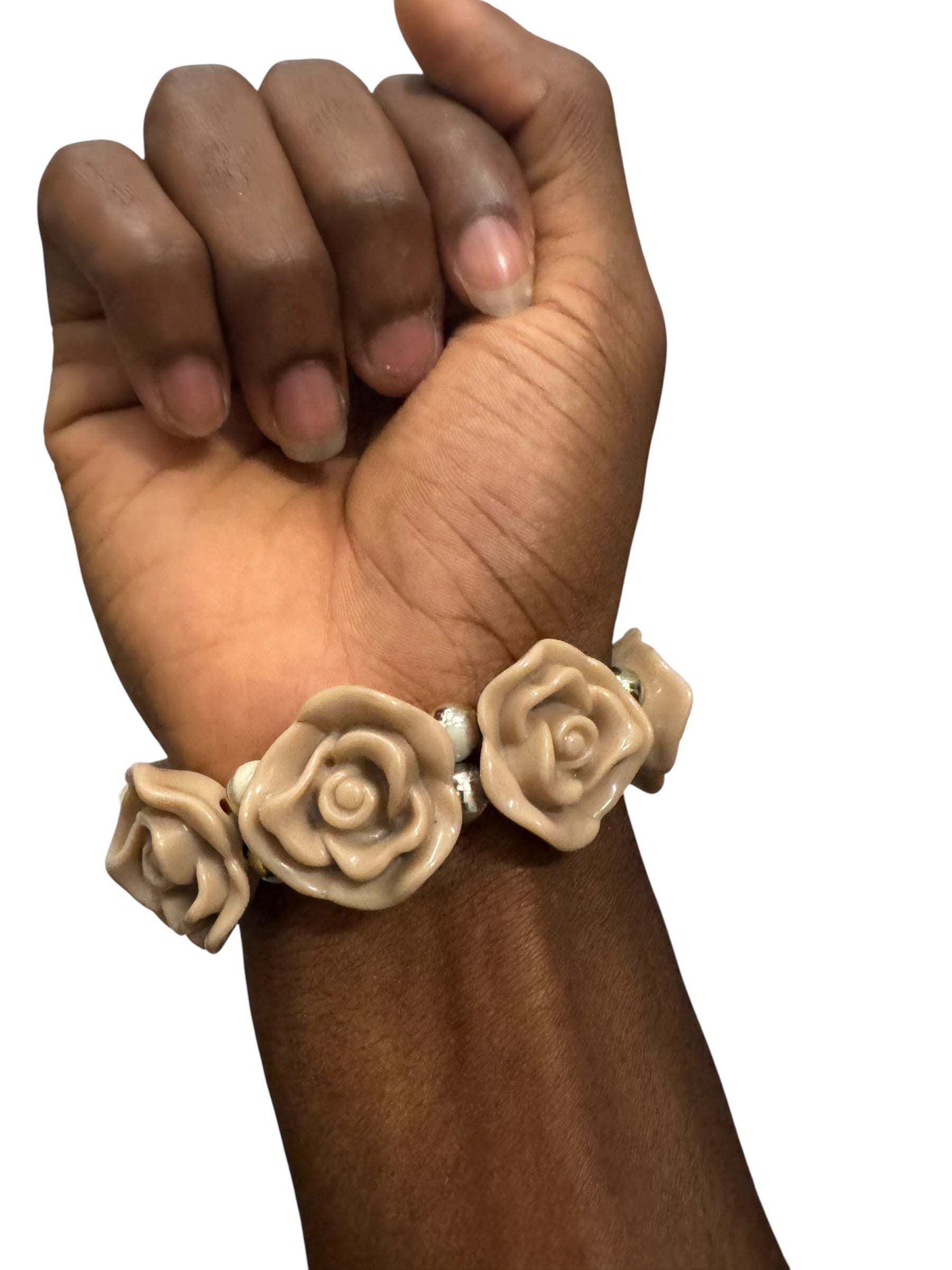 Beige rose bracelet
