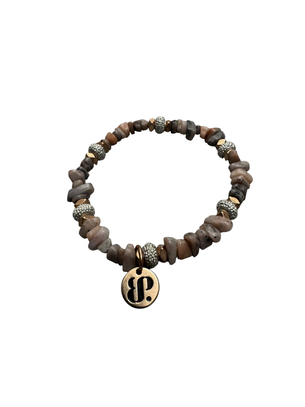 Pink and beige stone bracelet
