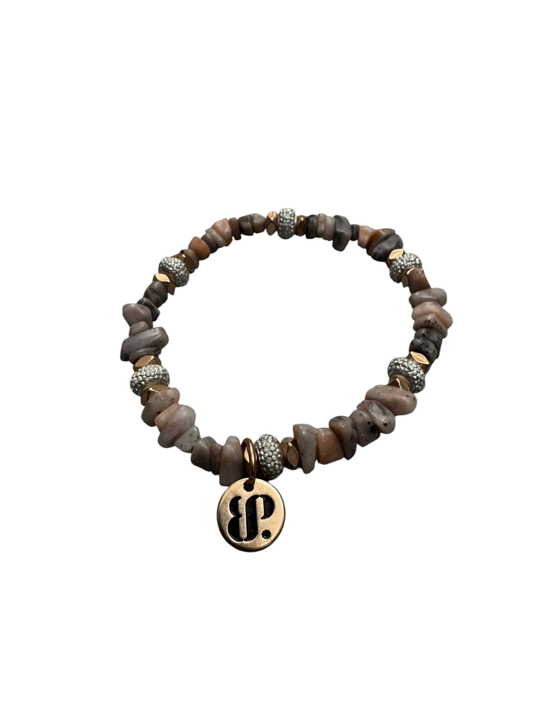Pink and beige stone bracelet