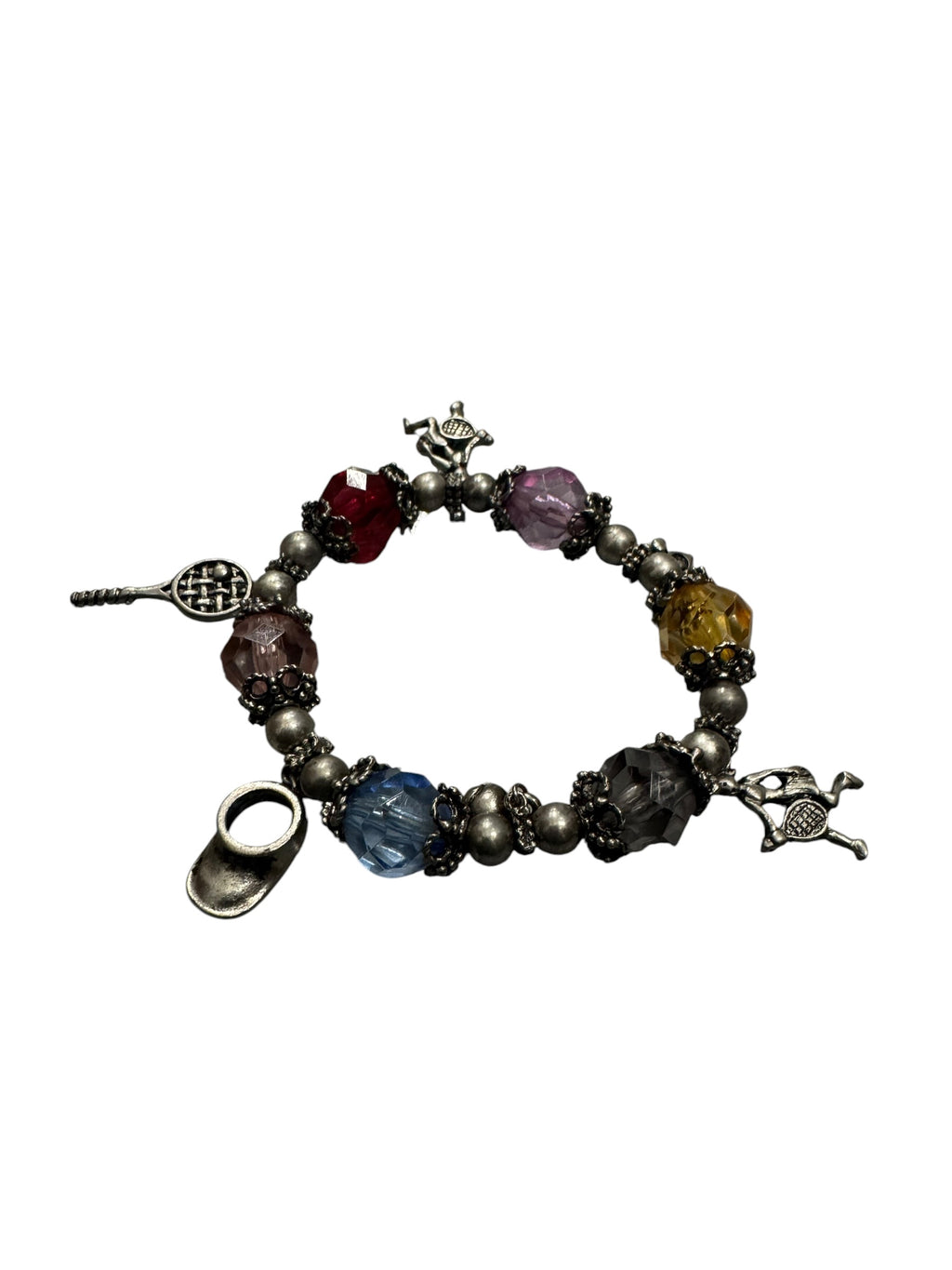 Silver-multicolored gem sports bracelet