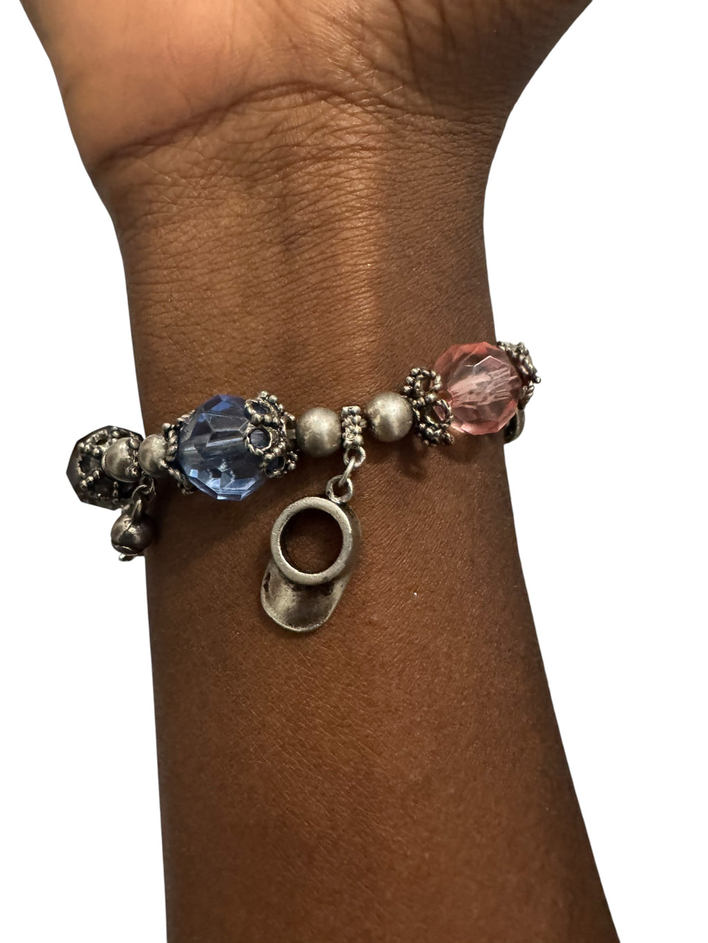 Silver-multicolored gem sports bracelet