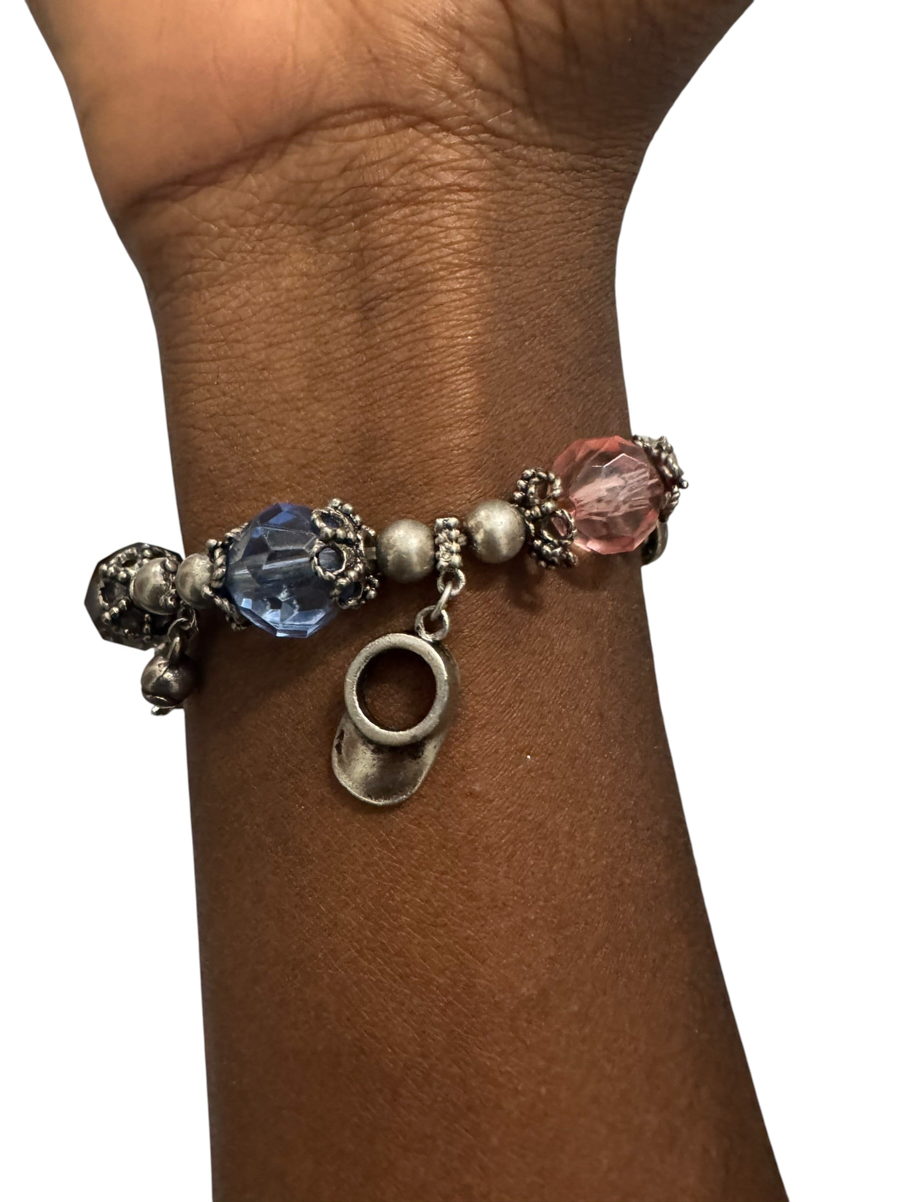 Silver-multicolored gem sports bracelet