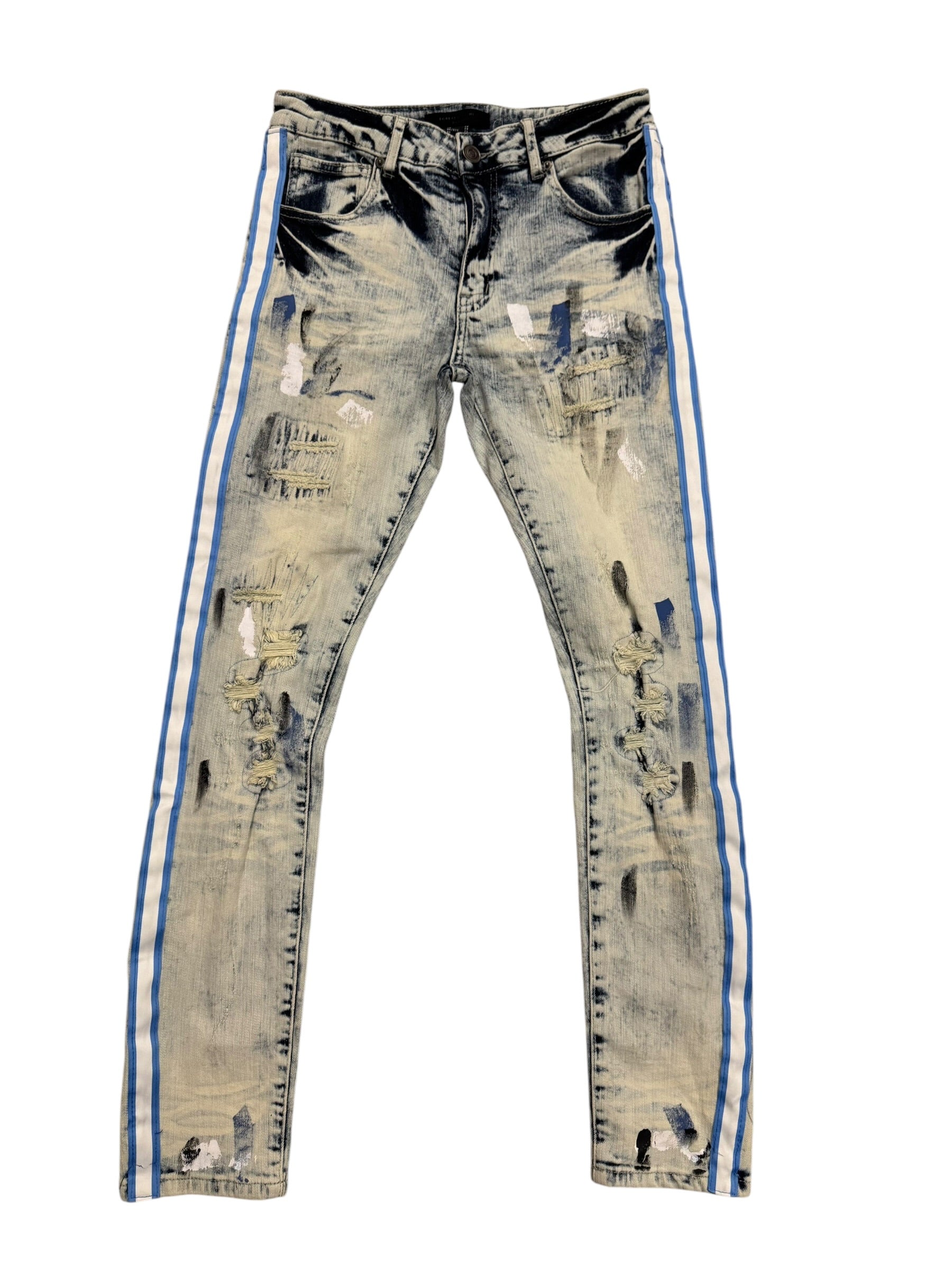 Forever 21 blue & white stripe jeans