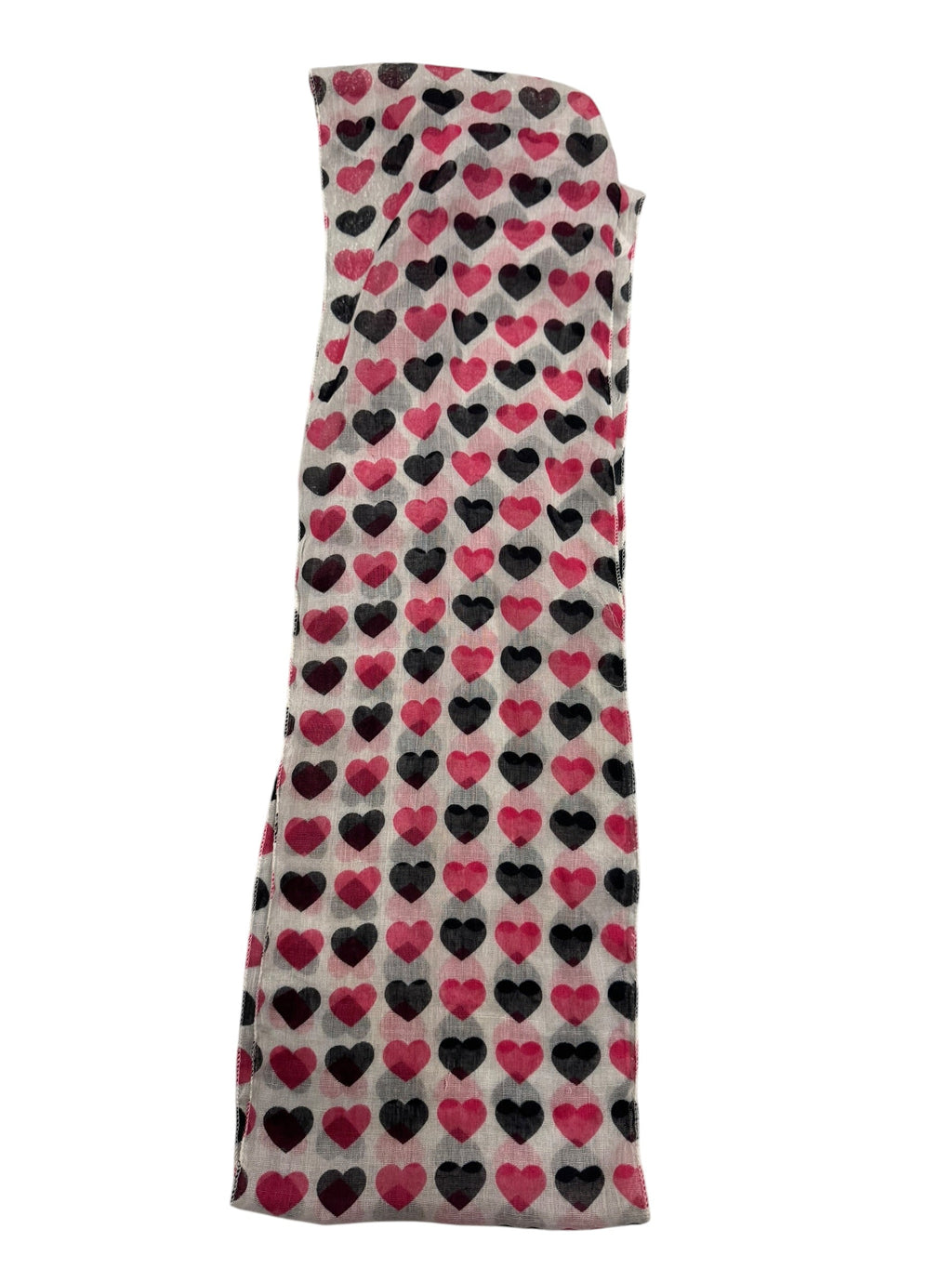 Black white pink heart scarf