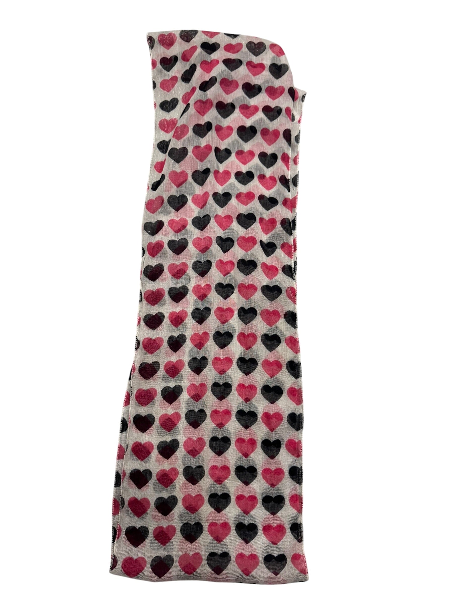 Black white pink heart scarf
