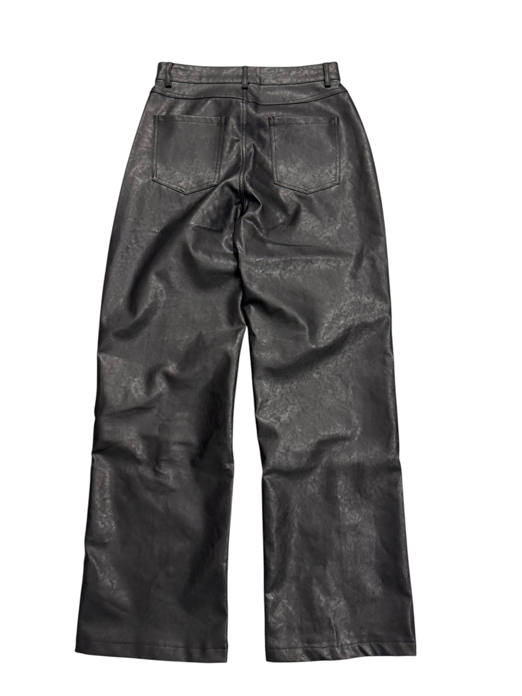 Black Coated Leather Pants