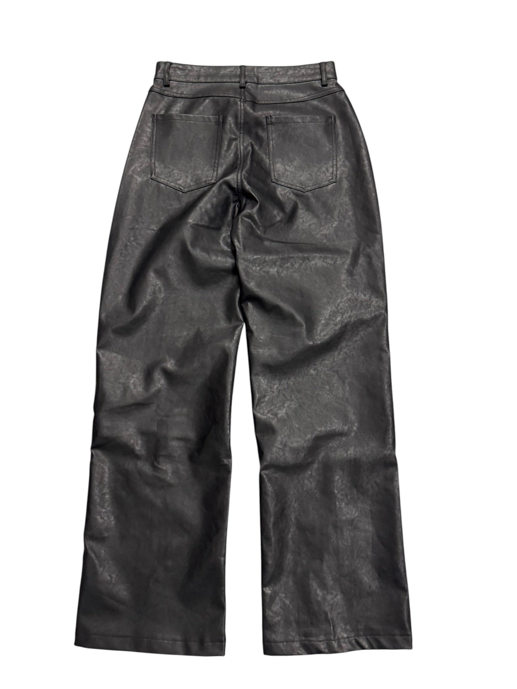 Black Coated Leather Pants