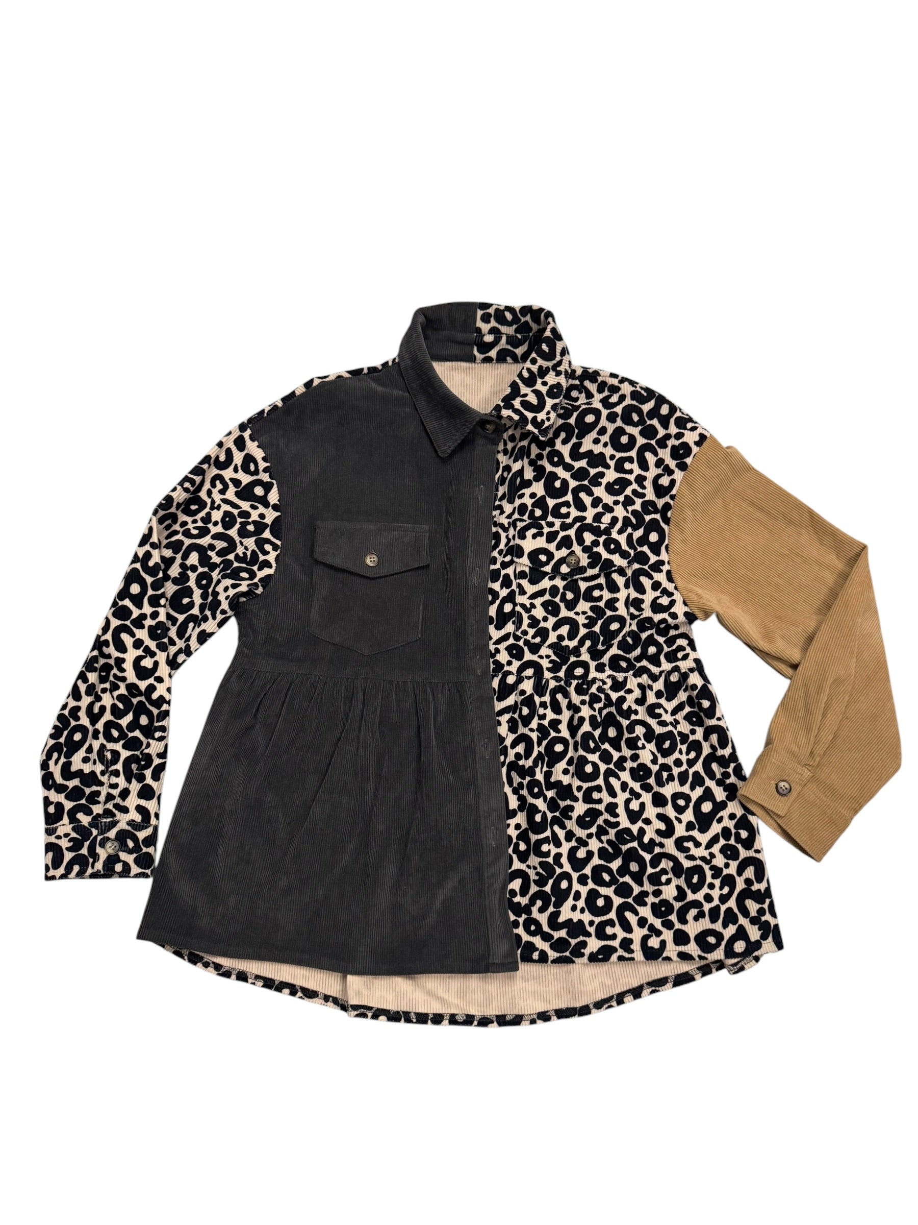 Half Leopard Baby Doll Shirt