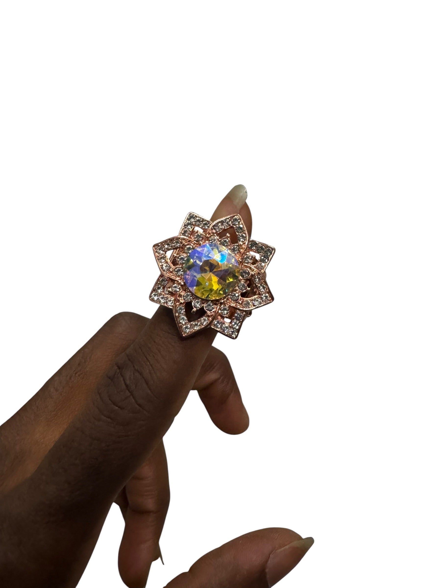 Rose gold rose star ring