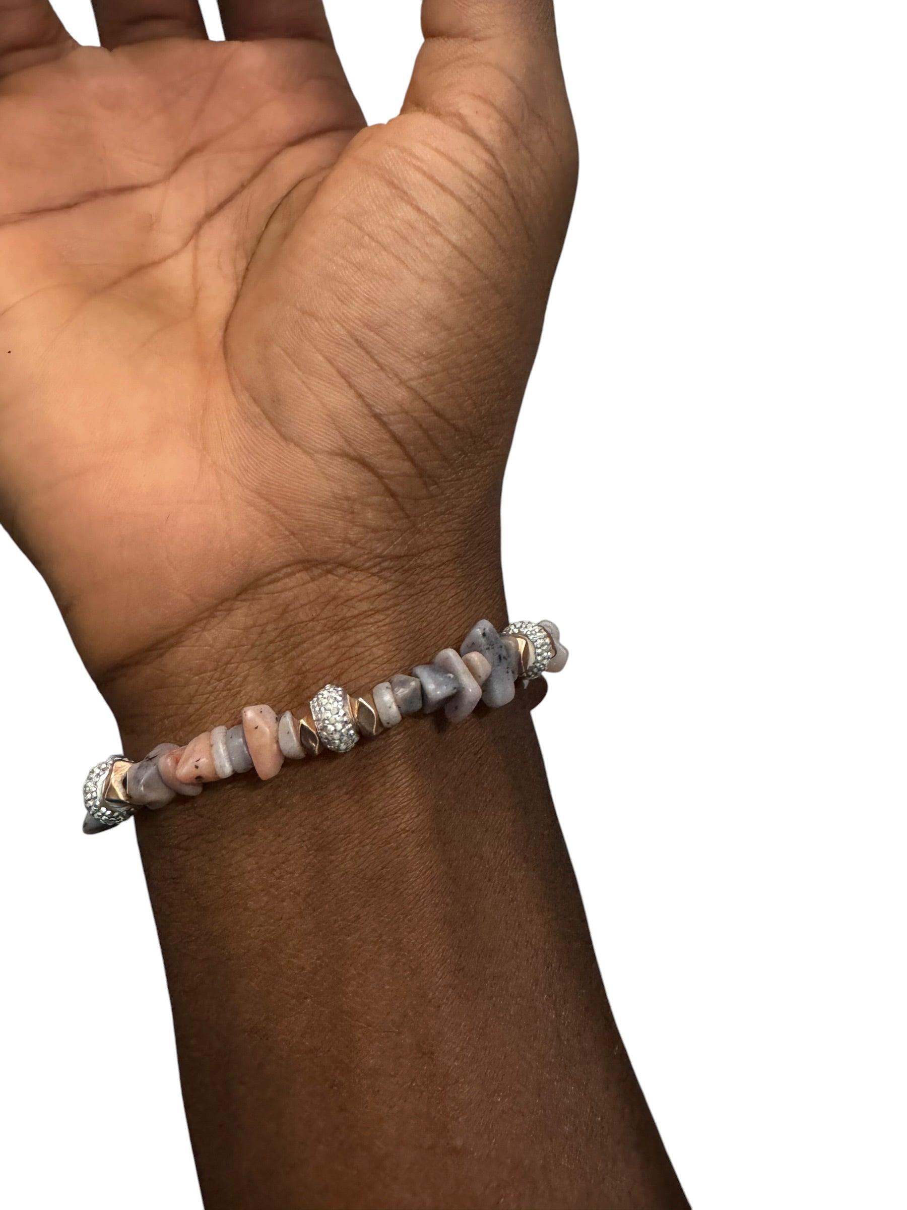 Pink and beige stone bracelet