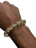 Gold blue glass stone bracelet