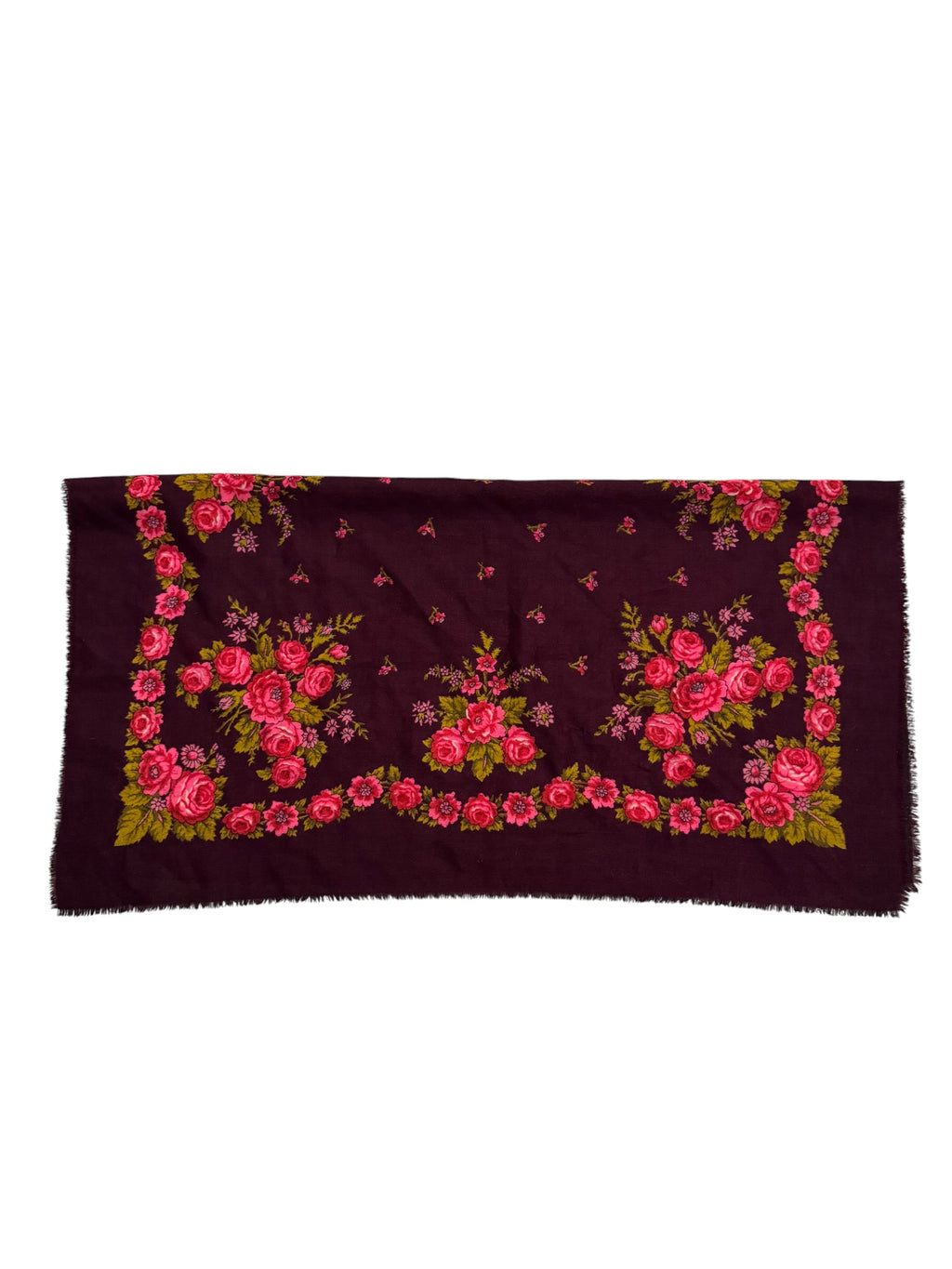 Maroon and pink flower scarf