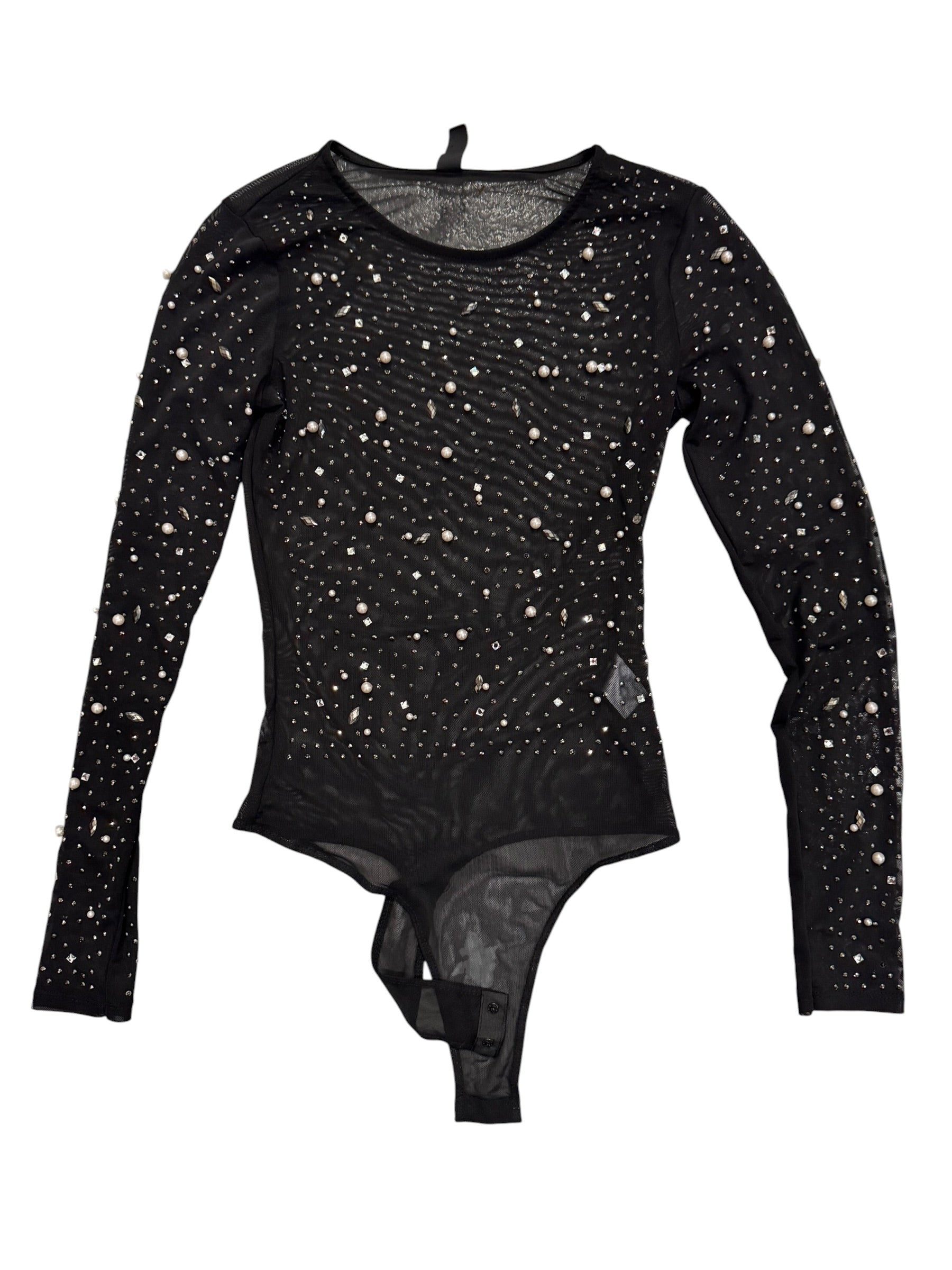 Windsor Mesh Bedazzled Long-sleeve