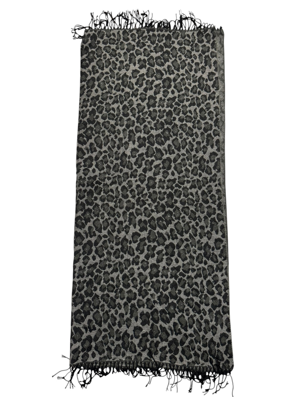 Black Grey Cheetah scarf fringe