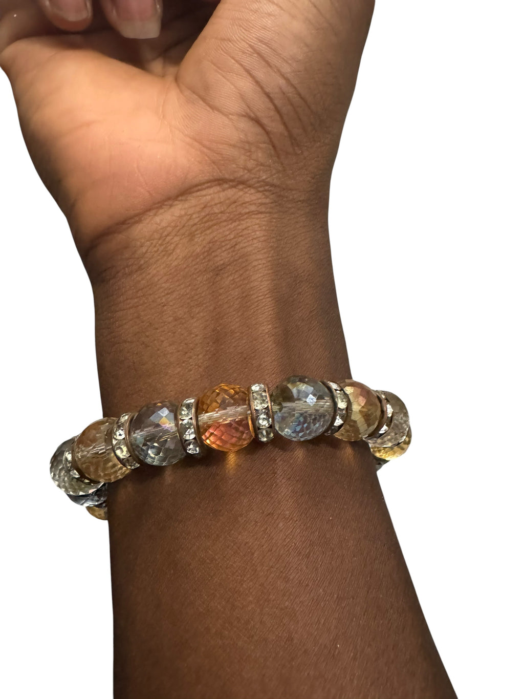 Gold blue glass stone bracelet