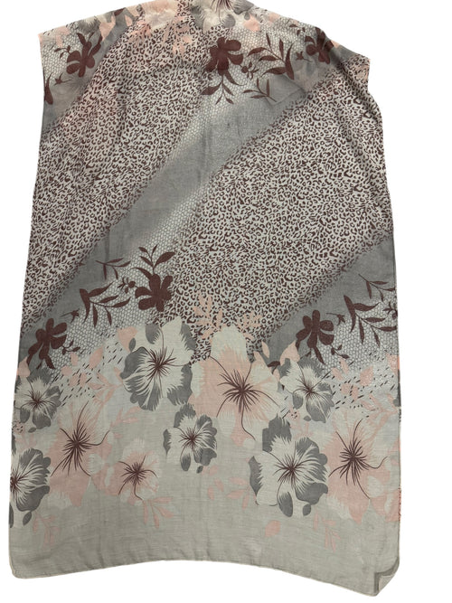 Beige Grey Cheetah Flower scarf