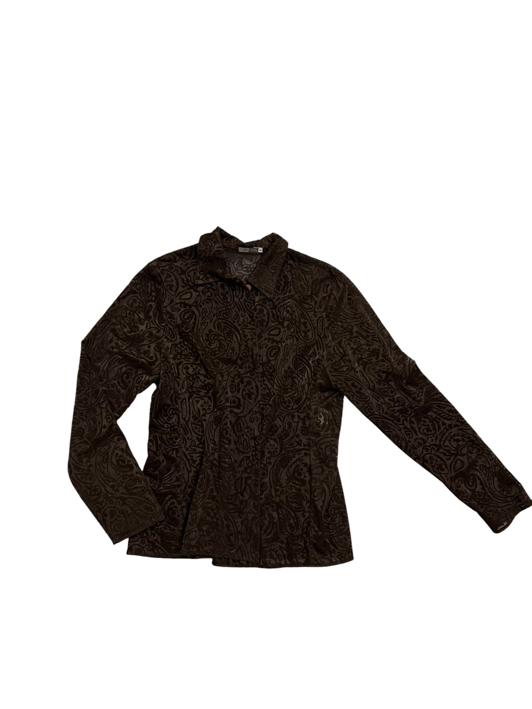 Audiovisual  Brown Long Sleeve Button up