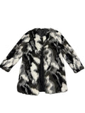 White, black, green fur coat