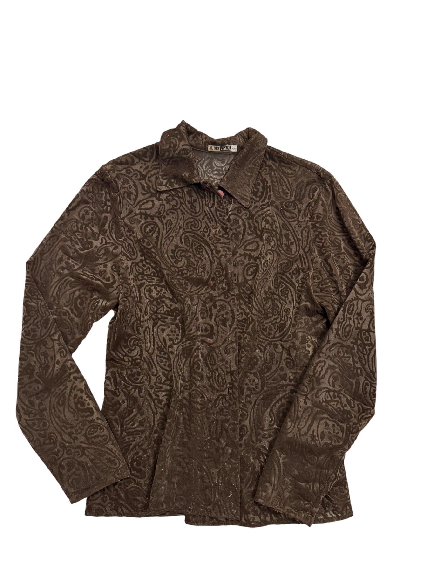 Audiovisual  Brown Long Sleeve Button up