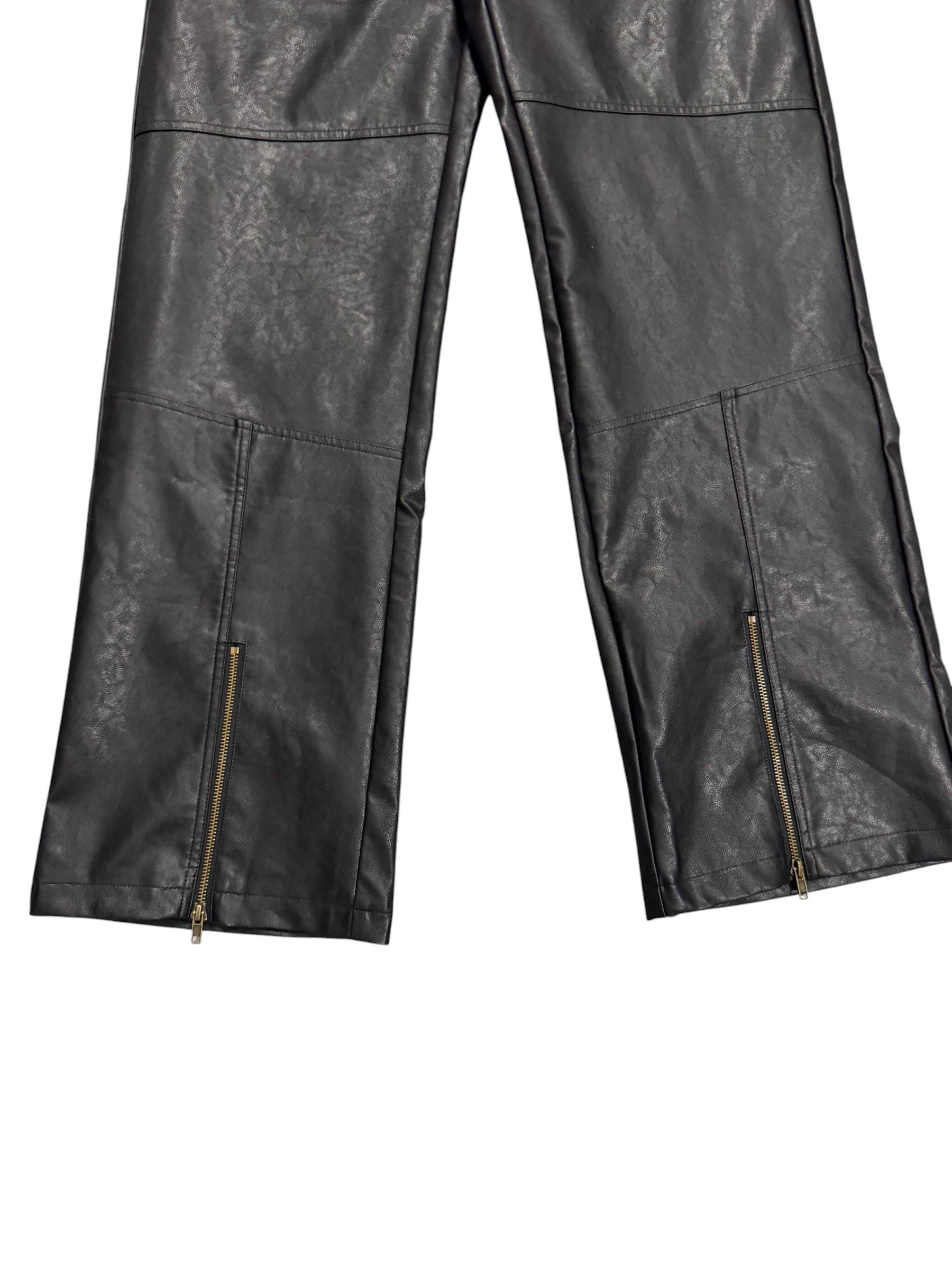 Black Coated Leather Pants