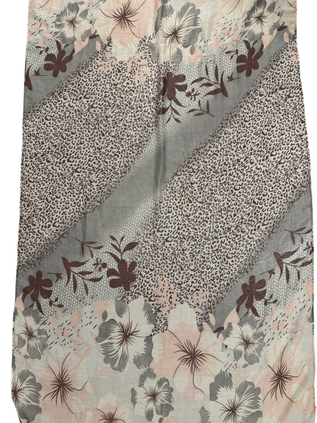 Beige Grey Cheetah Flower scarf
