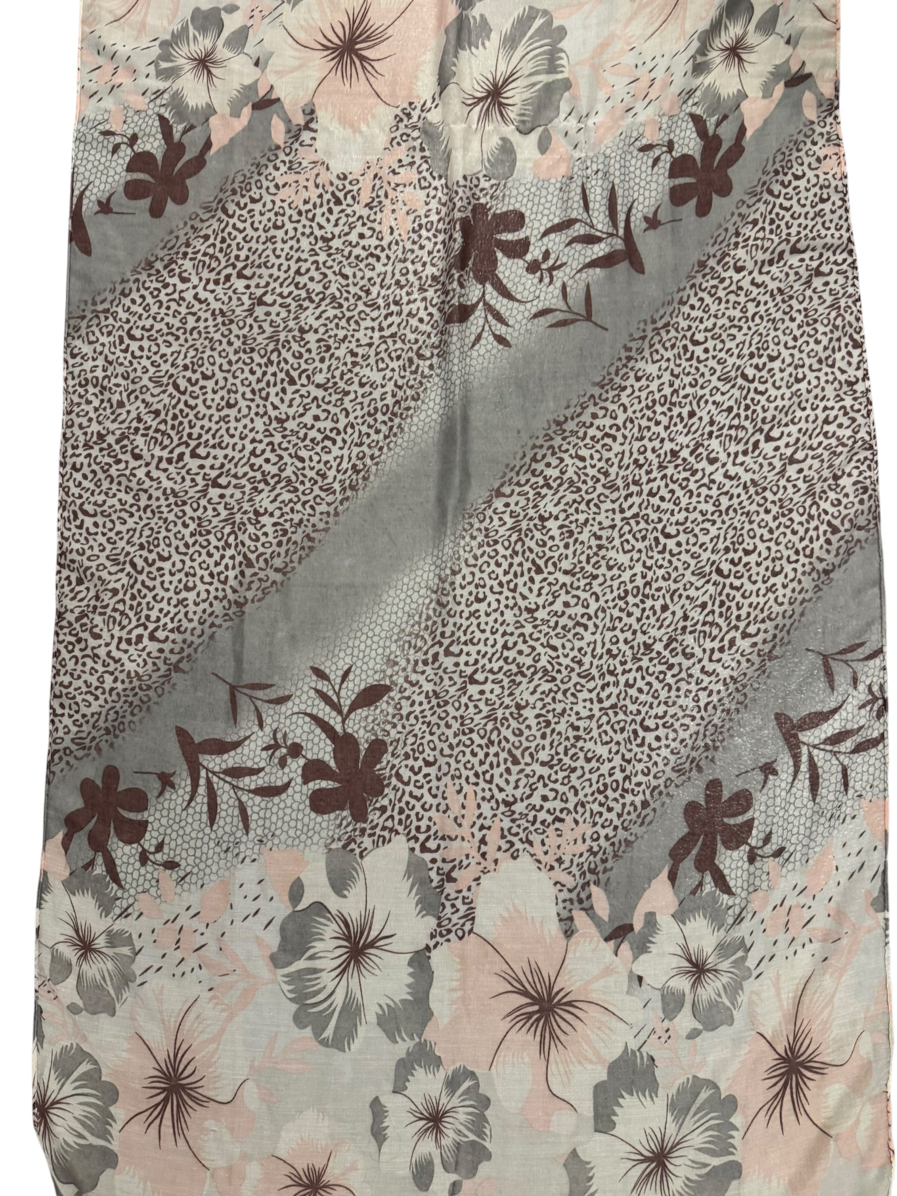 Beige Grey Cheetah Flower scarf