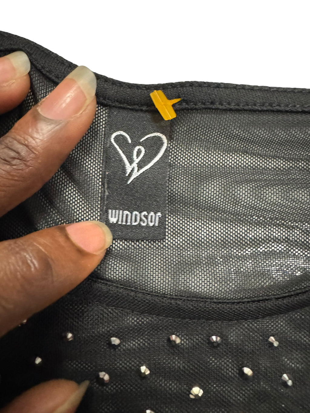 Windsor Mesh Bedazzled Long-sleeve