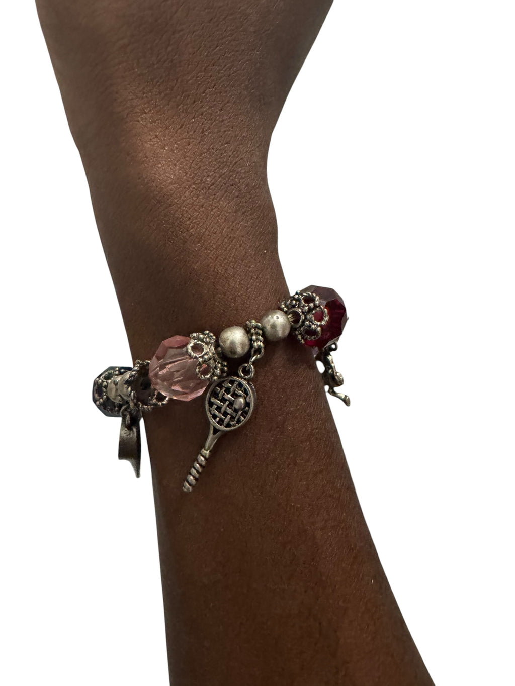 Silver-multicolored gem sports bracelet