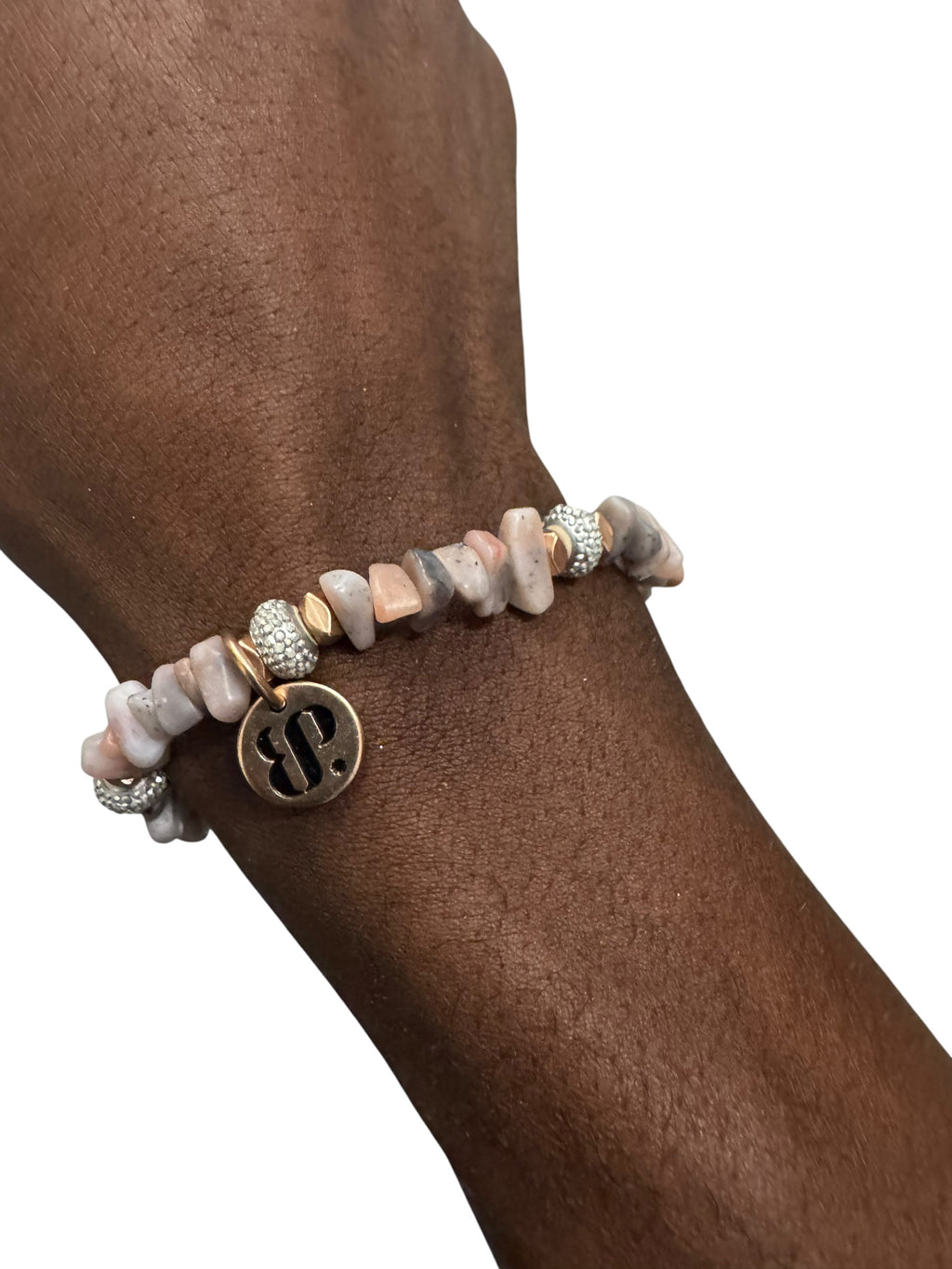 Pink and beige stone bracelet